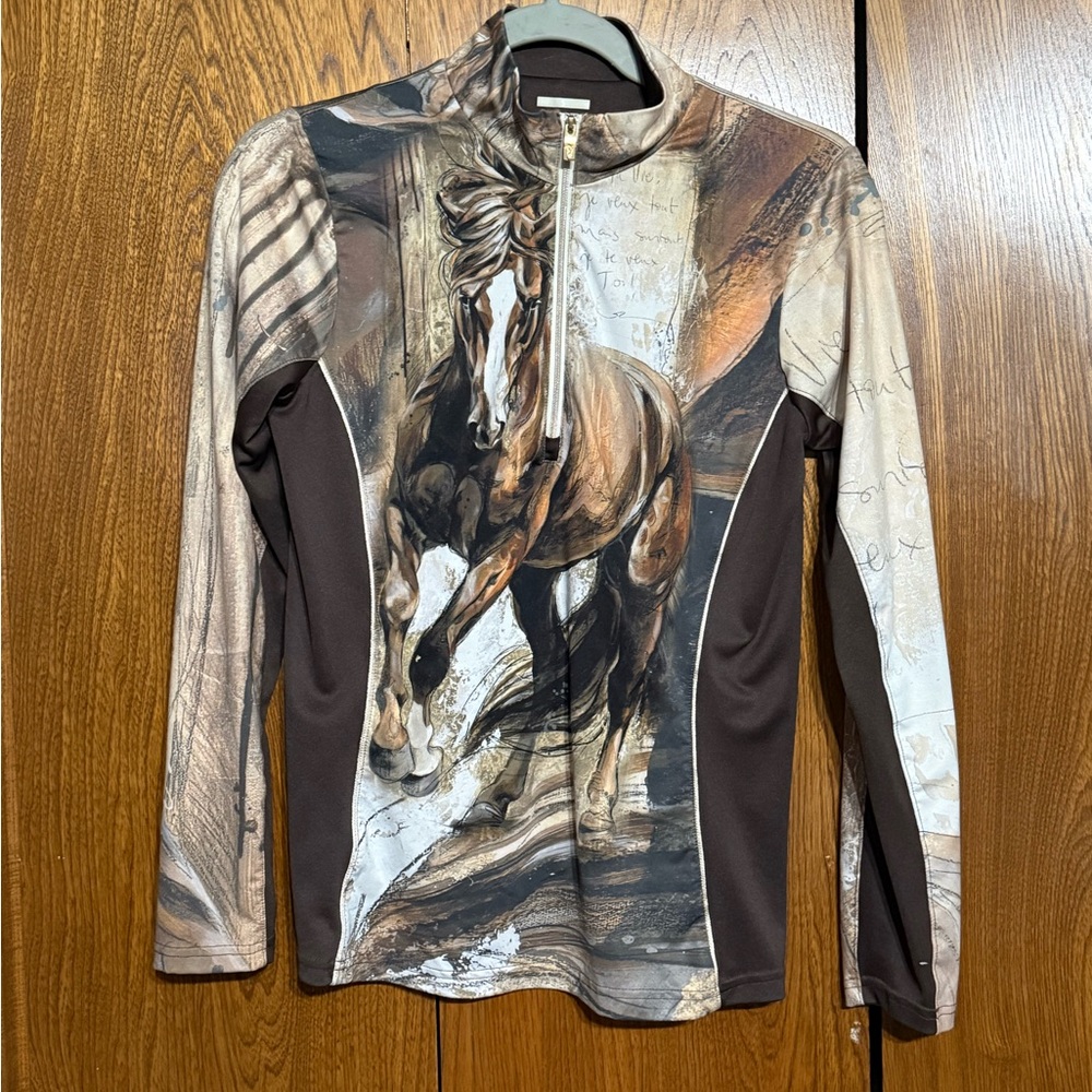Equestrian Print Long Sleeve Top